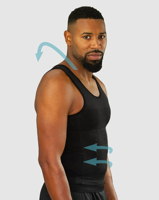 Men's posture corrector vest by Problems Solved, designed to improve back and shoulder alignment and reduce back pain.