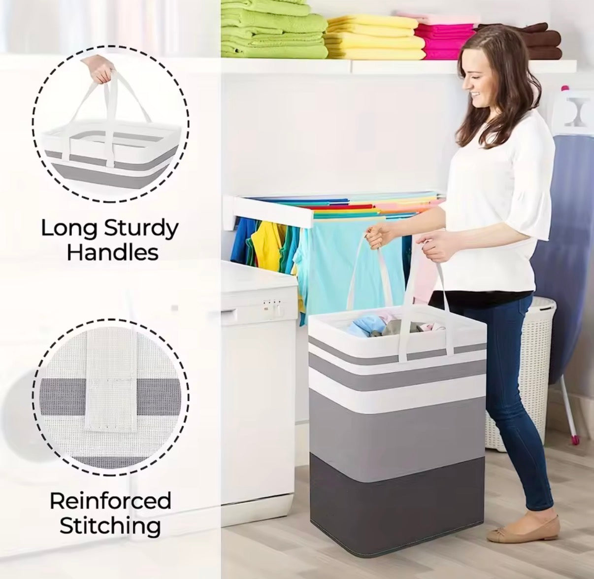 Problems Solved extra large waterproof laundry hamper with extended handle, foldable design and durable fabric for easy laundry transport