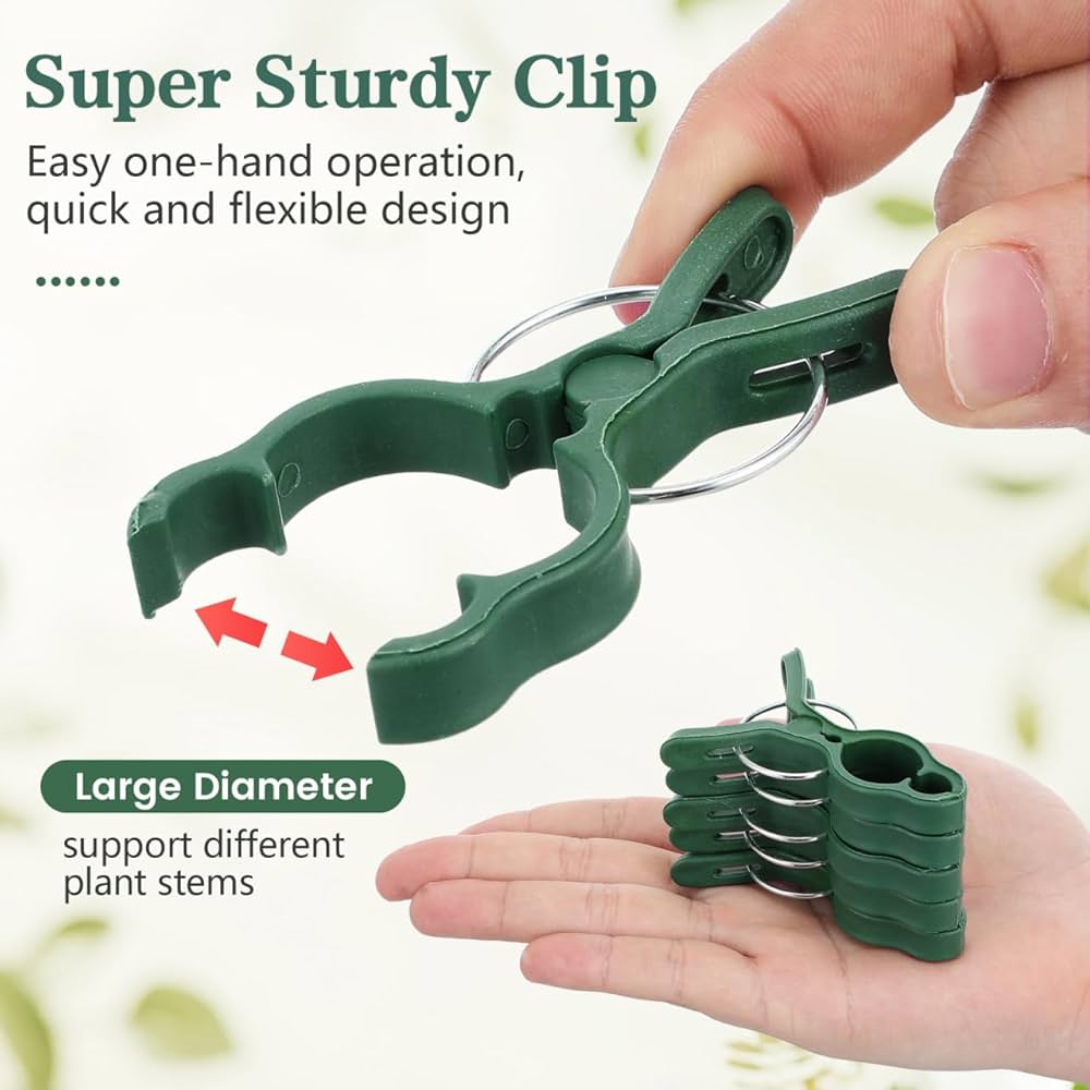 Set of 50 Problems Solved tomato plant support clips for garden plants, ideal for securing tomato stems and plant branches.