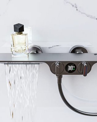 Bathroom Gray Bathtub Faucet Set Wall Mounted Brass Digital - Problems Solved