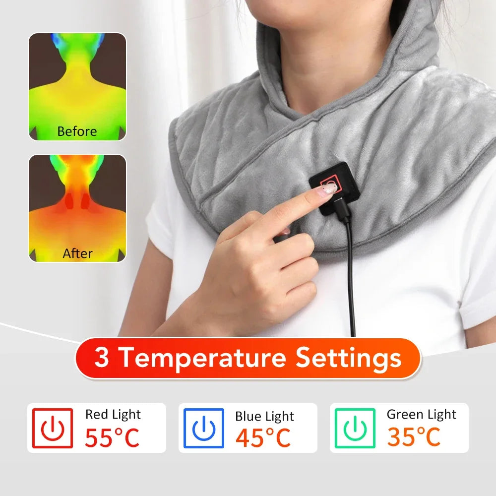 Electric Heating Shoulder Neck Pad USB Heated Back Wrap 3 Heat Level Soft Hot Compress Back Shawl Neck Shoulder Fast Heated Pad - Problems Solved