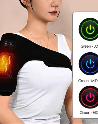 Heated Massage Brace for Shoulder & Knee - USB Rechargeable Support Strap with 3 Heat & Vibration Levels - Problems Solved