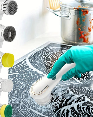 Household Cleaning Brush Multifunction USB 5 in 1 Bathroom - Problems Solved