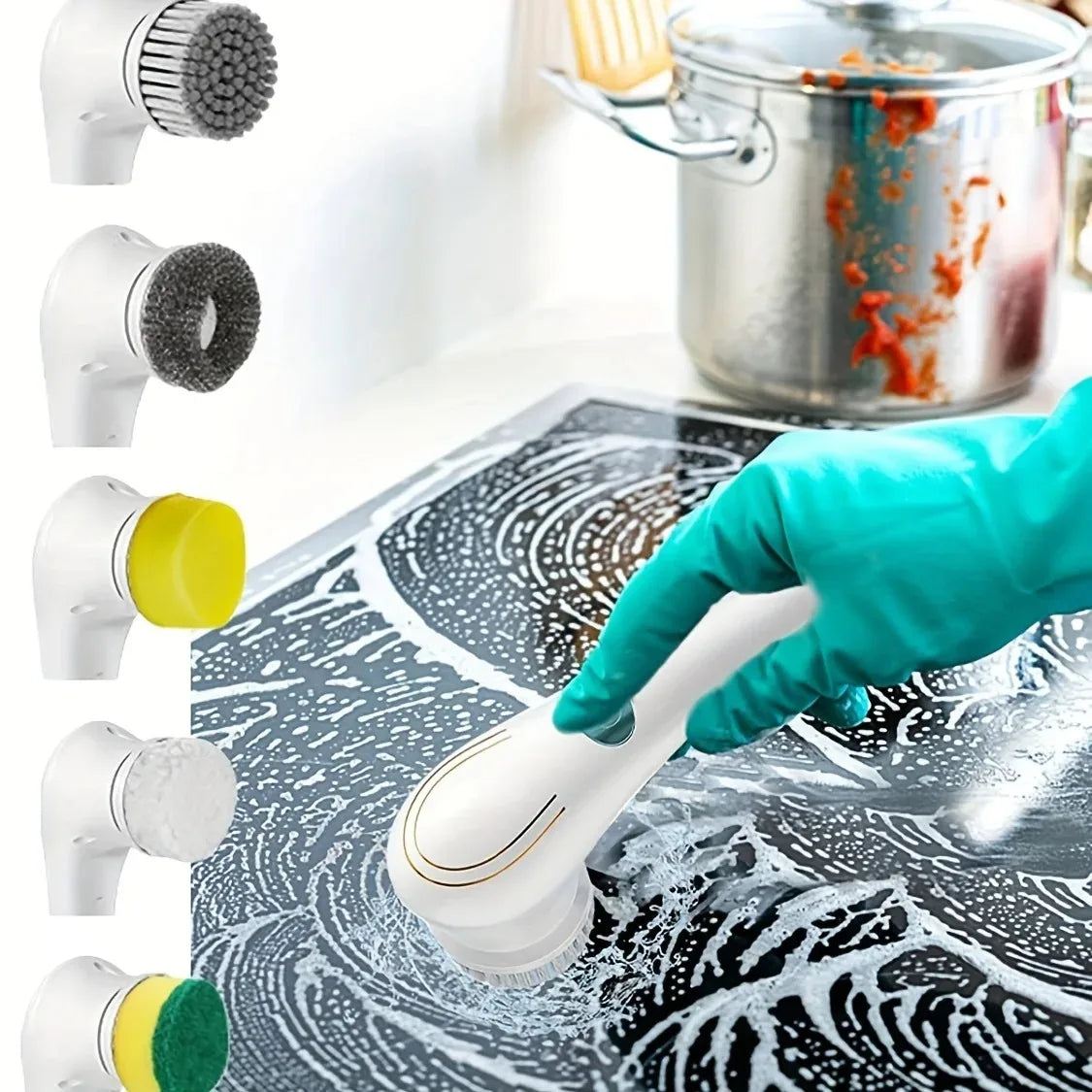 Household Cleaning Brush Multifunction USB 5 in 1 Bathroom - Problems Solved