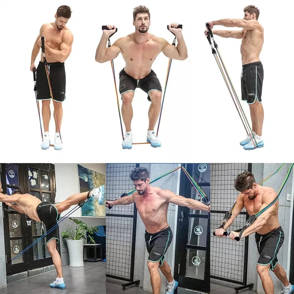 11pcs Fitness Resistance Bands Set Workout Exercise Tube Bands with Door Anchor Ankle Straps Cushioned Handles Carry Bags - Problems Solved