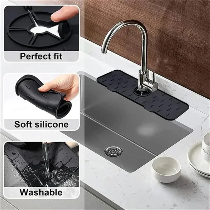 Kitchen Gadgets Silicone Faucet Absorbent Pad Shelf Sink Splash - Problems Solved