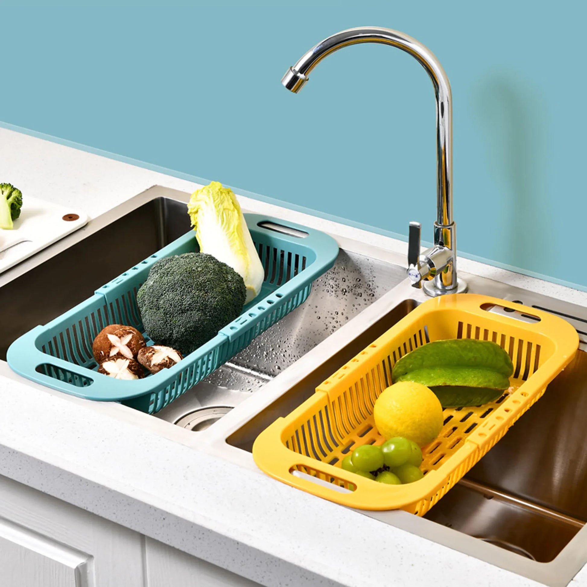 Kitchen Organizer Soap Sponge Holder Sink Rack Telescopic Drain - Problems Solved