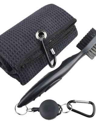Cleaning Towel Golf Accessories Golf Towel and Brush Head Groove Cleaner Set Golf Double-sided Cleaning Brush Golf Cleaning Set - Problems Solved