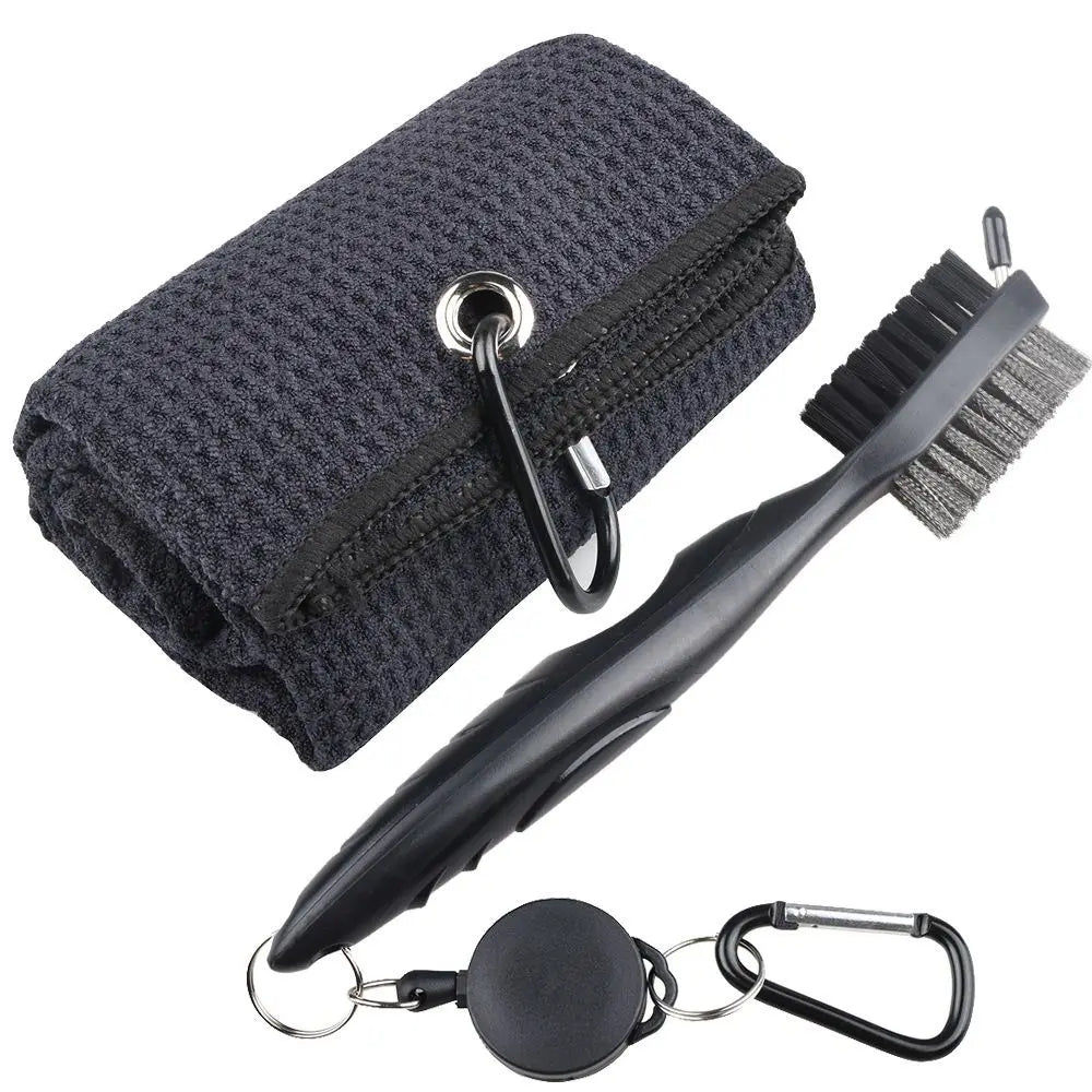 Cleaning Towel Golf Accessories Golf Towel and Brush Head Groove Cleaner Set Golf Double-sided Cleaning Brush Golf Cleaning Set - Problems Solved