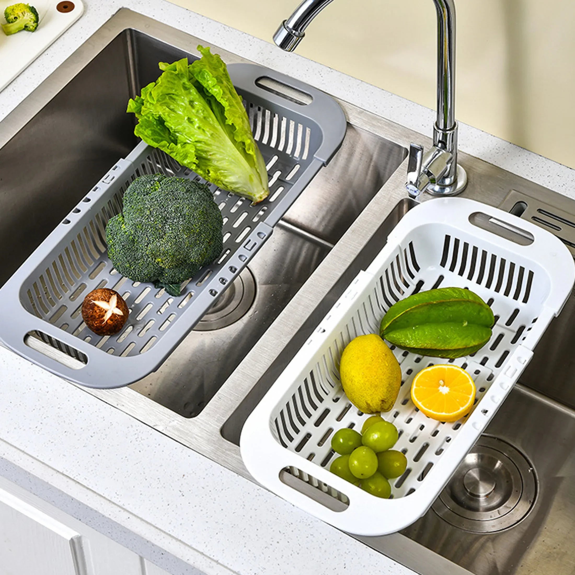 Kitchen Organizer Soap Sponge Holder Sink Rack Telescopic Drain - Problems Solved