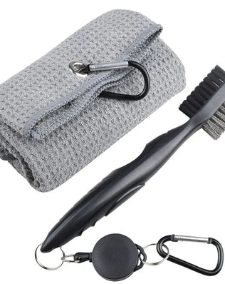 Cleaning Towel Golf Accessories Golf Towel and Brush Head Groove Cleaner Set Golf Double-sided Cleaning Brush Golf Cleaning Set - Problems Solved