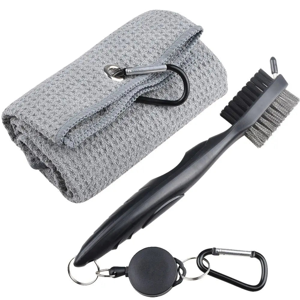 Cleaning Towel Golf Accessories Golf Towel and Brush Head Groove Cleaner Set Golf Double-sided Cleaning Brush Golf Cleaning Set - Problems Solved