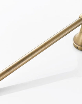 Antique brass wall-mounted toilet paper holder by Problems Solved, designed for bathroom accessories.