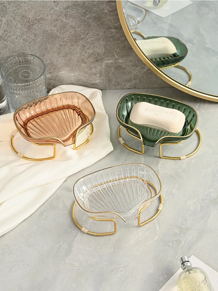 Bathroom Soap Dish Light Luxury Toilet Shower Soap Holder with Drain Water Soap Storage Case Tray Container Bathroom Gadgets - Problems Solved