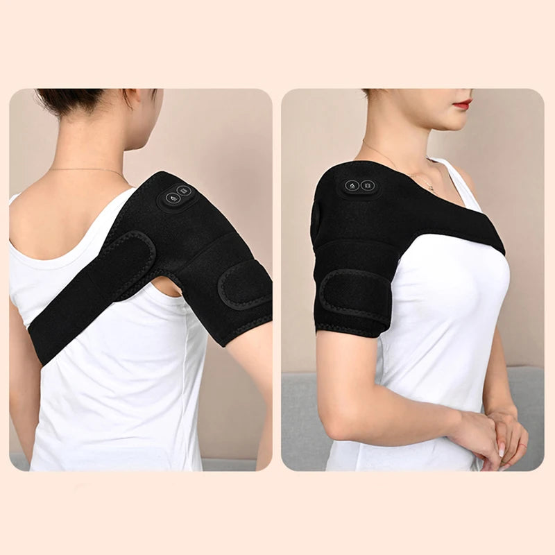 Heated Massage Brace for Shoulder & Knee - USB Rechargeable Support Strap with 3 Heat & Vibration Levels - Problems Solved