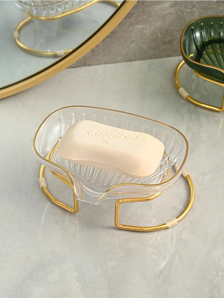 Bathroom Soap Dish Light Luxury Toilet Shower Soap Holder with Drain Water Soap Storage Case Tray Container Bathroom Gadgets - Problems Solved