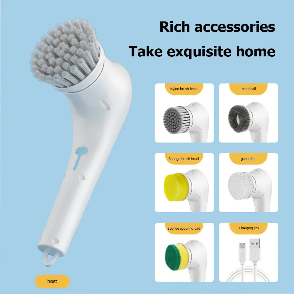 Household Cleaning Brush Multifunction USB 5 in 1 Bathroom - Problems Solved