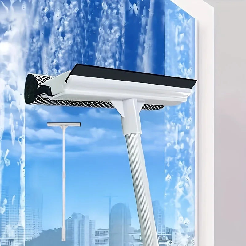 1PC Squeegee Window Cleaner 2 in 1 Retractable Pole Cleaning - Problems Solved