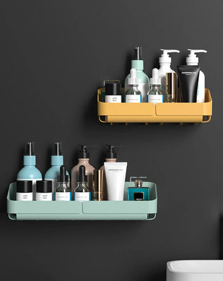 Bathroom  Kitchen Convenience Rack Shelf Makeup Storage Organizer Cosmetics Shampoo Rack Shower Shelf Wall Spice No Drilling - Problems Solved