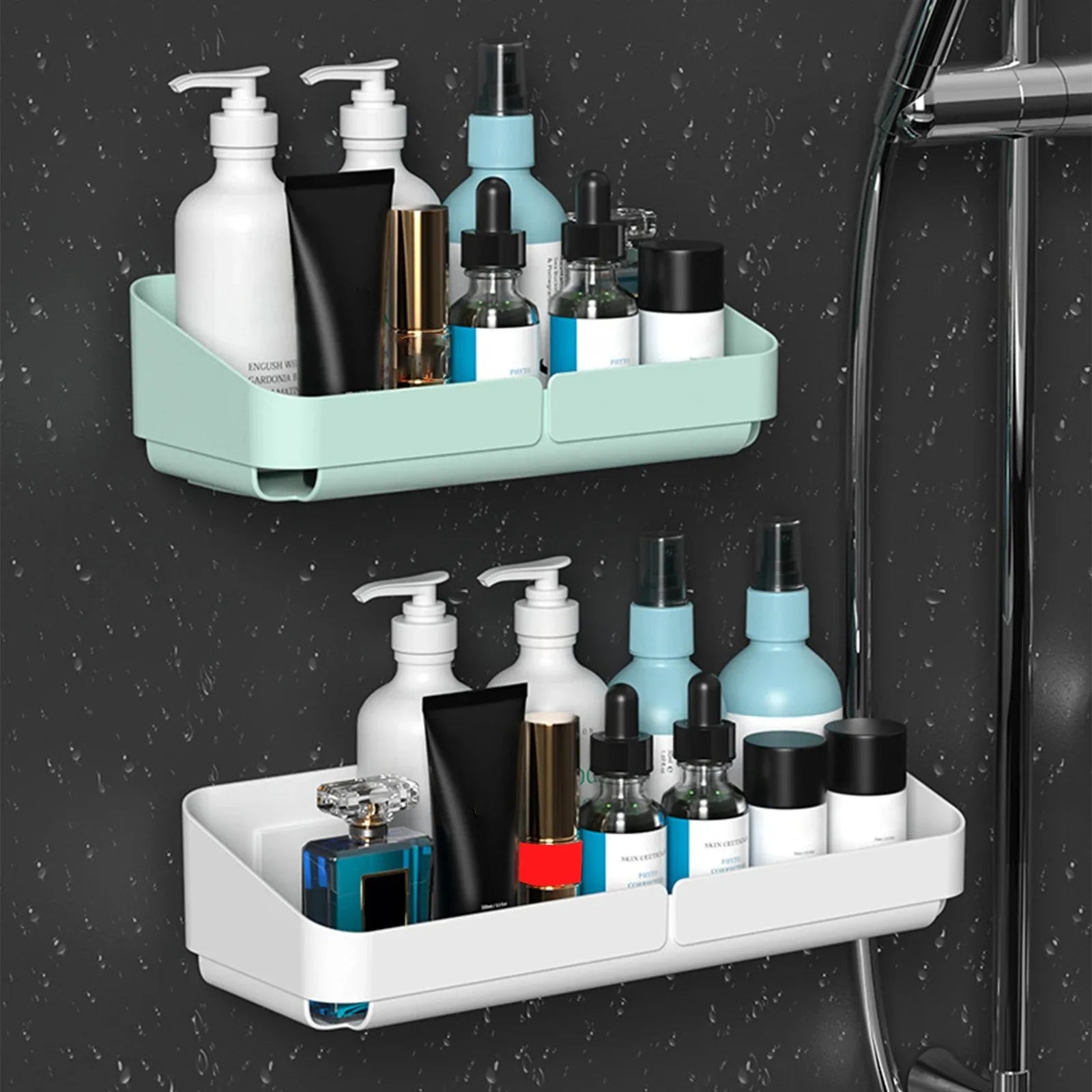 Bathroom  Kitchen Convenience Rack Shelf Makeup Storage Organizer Cosmetics Shampoo Rack Shower Shelf Wall Spice No Drilling - Problems Solved