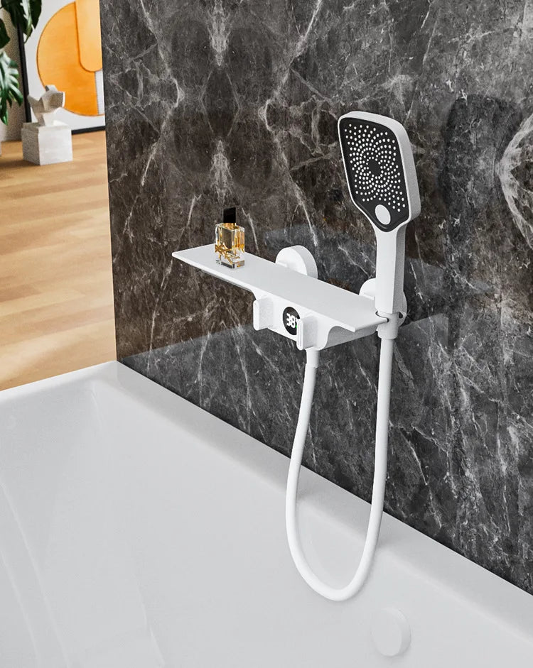 Bathroom Gray Bathtub Faucet Set Wall Mounted Brass Digital - Problems Solved