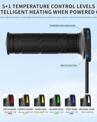 1 Pair 12V 22mm Motorcycle Hand Heated Grips 5-Gear Temperature Adjustable Electric Heating Handle Universal Motorcycle Hot Grip - Problems Solved