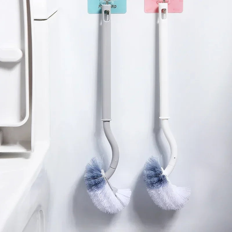 Bathroom Wall-mounted S-type Toilet Curve Brush Bent Head Corner Gap Brush Soft Hair Household Items Cleaning  Tools Accessories - Problems Solved