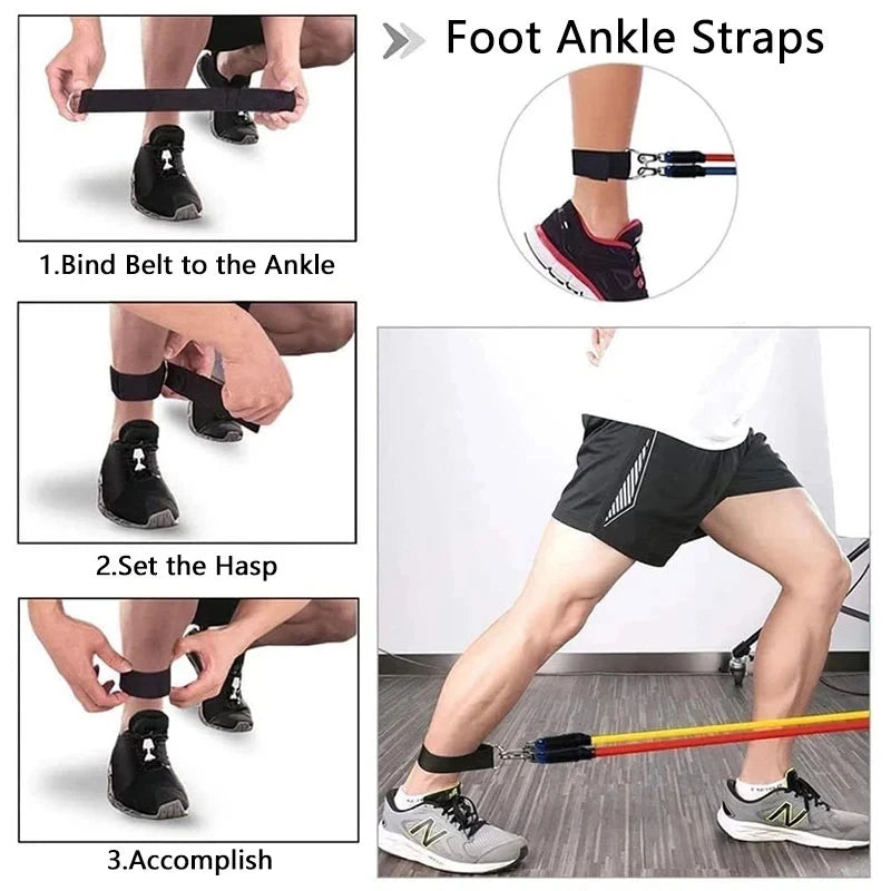 11pcs Fitness Resistance Bands Set Workout Exercise Tube Bands with Door Anchor Ankle Straps Cushioned Handles Carry Bags - Problems Solved