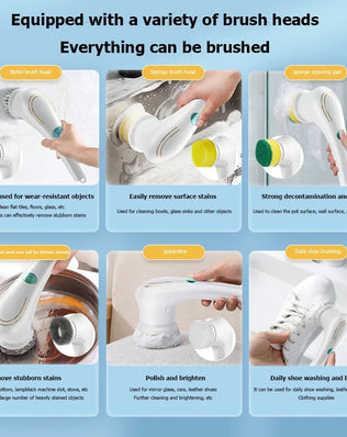 Household Cleaning Brush Multifunction USB 5 in 1 Bathroom - Problems Solved