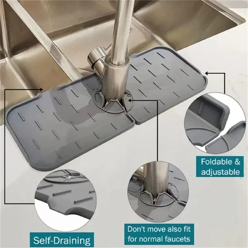 Kitchen Gadgets Silicone Faucet Absorbent Pad Shelf Sink Splash - Problems Solved