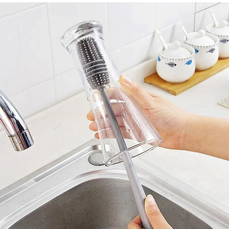 Silicone Milk Bottle Brush Cup Scrubber Glass Cleaner Kitchen - Problems Solved