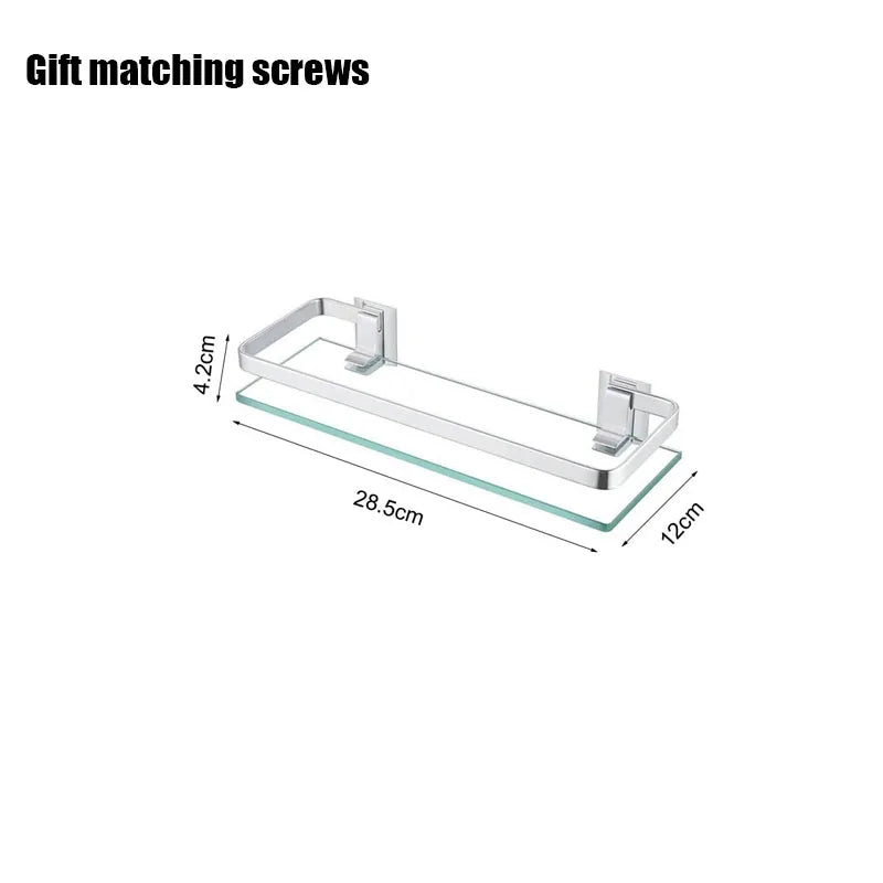 Glass Shelf Bathroom Items Bore Storage Shower Organiser Accessories Organizers Wall Shelves Hardware Fixture Home Improvement - Problems Solved