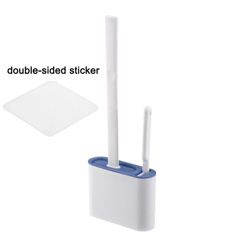 Wall Hanging Toilet Brush with Holder Long Handled Silicone Toilet Brush Soft Bristles WC Cleaning Brush Bathroom Accessories - Problems Solved