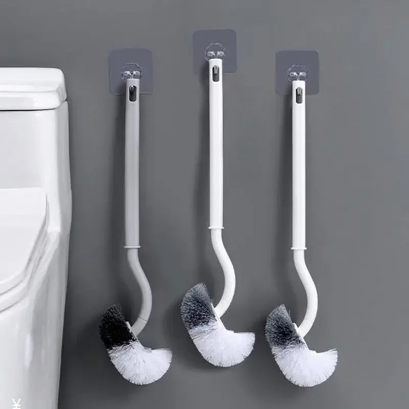 Bathroom Wall-mounted S-type Toilet Curve Brush Bent Head Corner Gap Brush Soft Hair Household Items Cleaning  Tools Accessories - Problems Solved