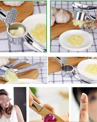 Kitchen Gadgets Garlic Press Stainless Steel Garlic Mincer Garlic Peeler and Cleaning Brush Ginger Peeler Household Tools - Problems Solved