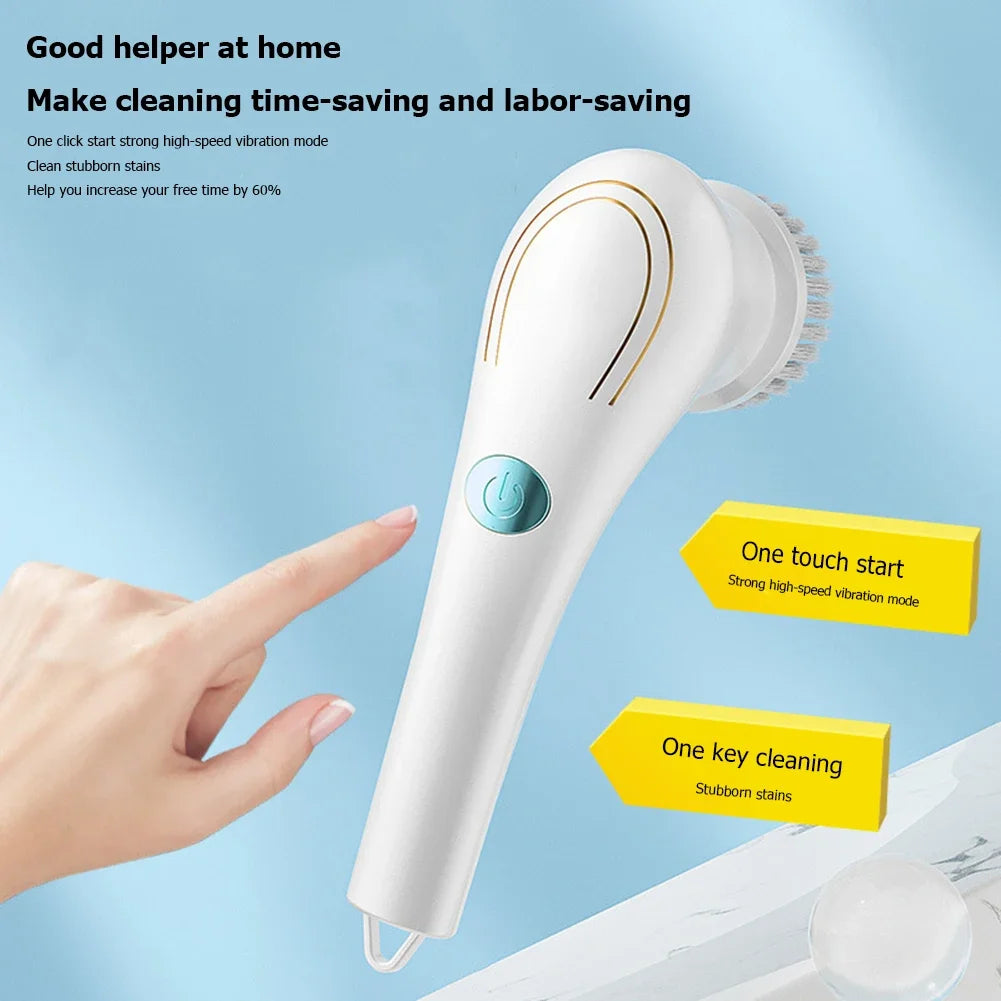 Household Cleaning Brush Multifunction USB 5 in 1 Bathroom - Problems Solved