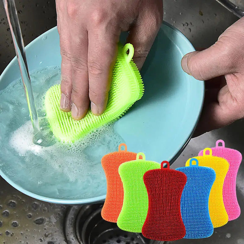 4PCS Kitchen Silicone Sponge Dish Washing Scrubber - Problems Solved