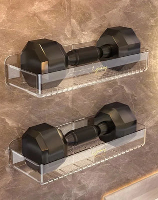 Bathroom White Shelf Rack Wall-mounted Washbasin No-punch Washroom Wall Mounted Cosmetic Storage Transparent Shelf Organiser - Problems Solved