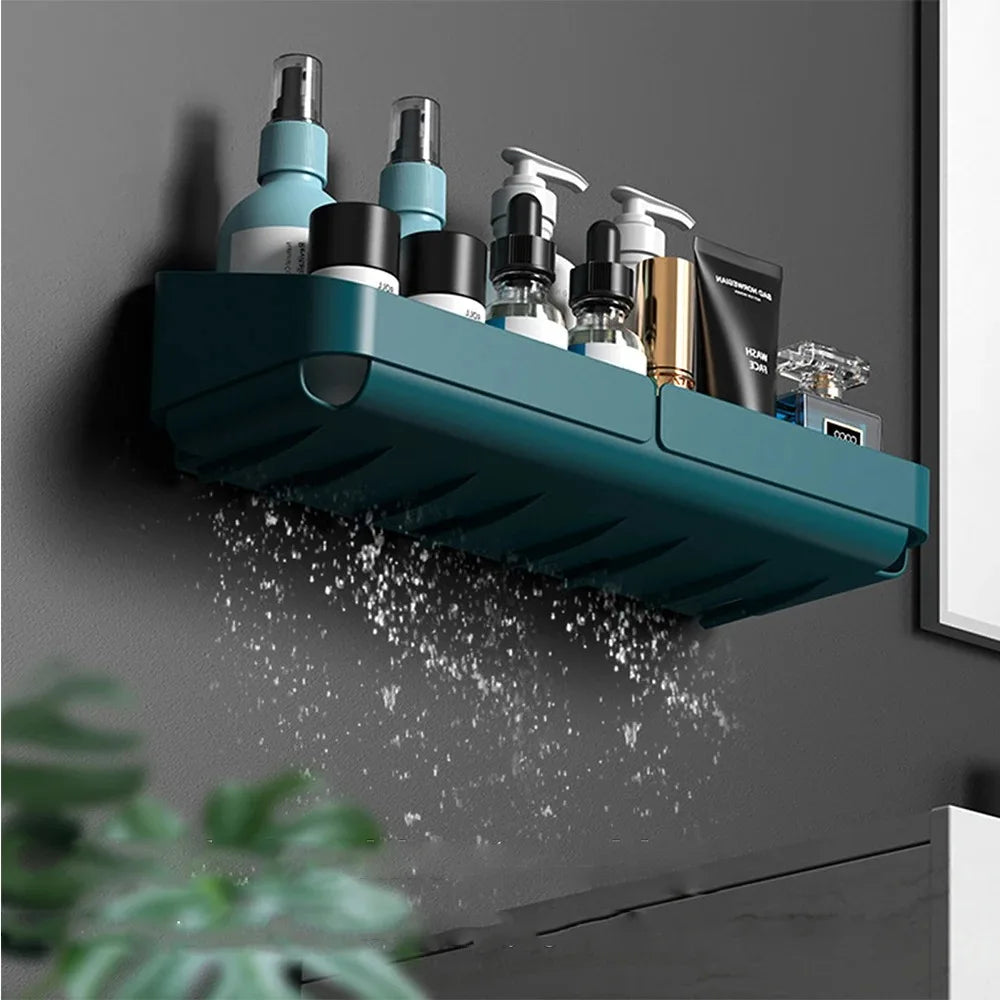 Bathroom  Kitchen Convenience Rack Shelf Makeup Storage Organizer Cosmetics Shampoo Rack Shower Shelf Wall Spice No Drilling - Problems Solved