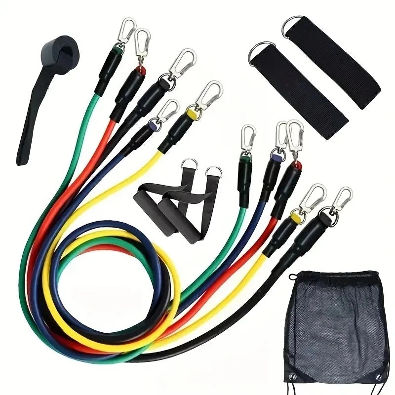 11pcs Fitness Resistance Bands Set Workout Exercise Tube Bands with Door Anchor Ankle Straps Cushioned Handles Carry Bags - Problems Solved