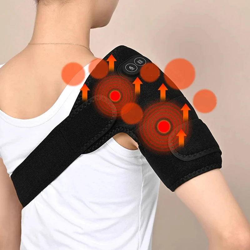 Heated Massage Brace for Shoulder & Knee - USB Rechargeable Support Strap with 3 Heat & Vibration Levels - Problems Solved