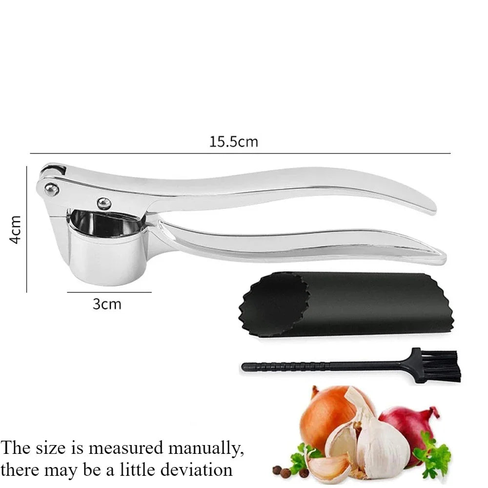 Kitchen Gadgets Garlic Press Stainless Steel Garlic Mincer Garlic Peeler and Cleaning Brush Ginger Peeler Household Tools - Problems Solved