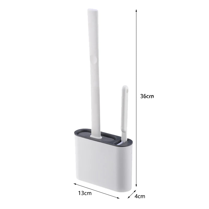 Wall Hanging Toilet Brush with Holder Long Handled Silicone Toilet Brush Soft Bristles WC Cleaning Brush Bathroom Accessories - Problems Solved