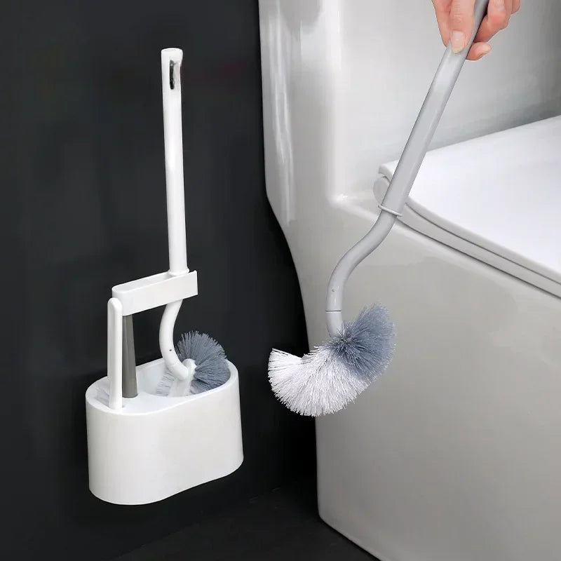 Bathroom Wall-mounted S-type Toilet Curve Brush Bent Head Corner Gap Brush Soft Hair Household Items Cleaning  Tools Accessories - Problems Solved