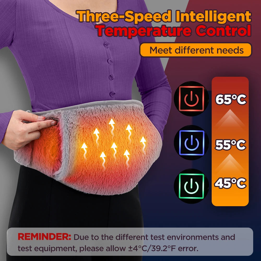 Electric Heating Abdomen Belt with Hand Warmer 3 Temp Levels Waist Warming Pad for Menstrual Relief Winter Health Care for Women - Problems Solved
