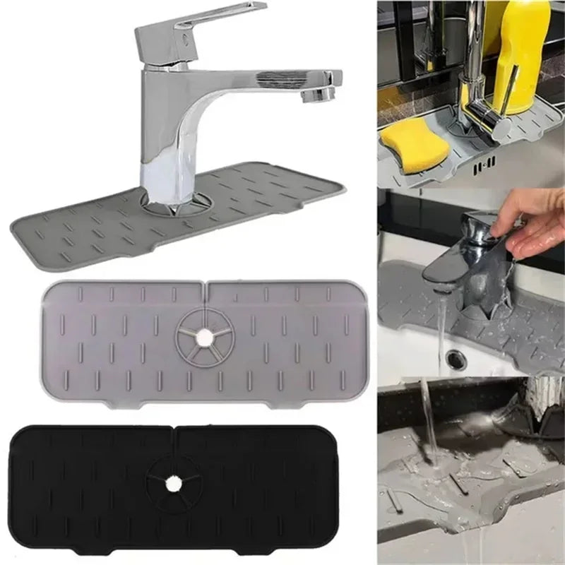 Kitchen Gadgets Silicone Faucet Absorbent Pad Shelf Sink Splash - Problems Solved