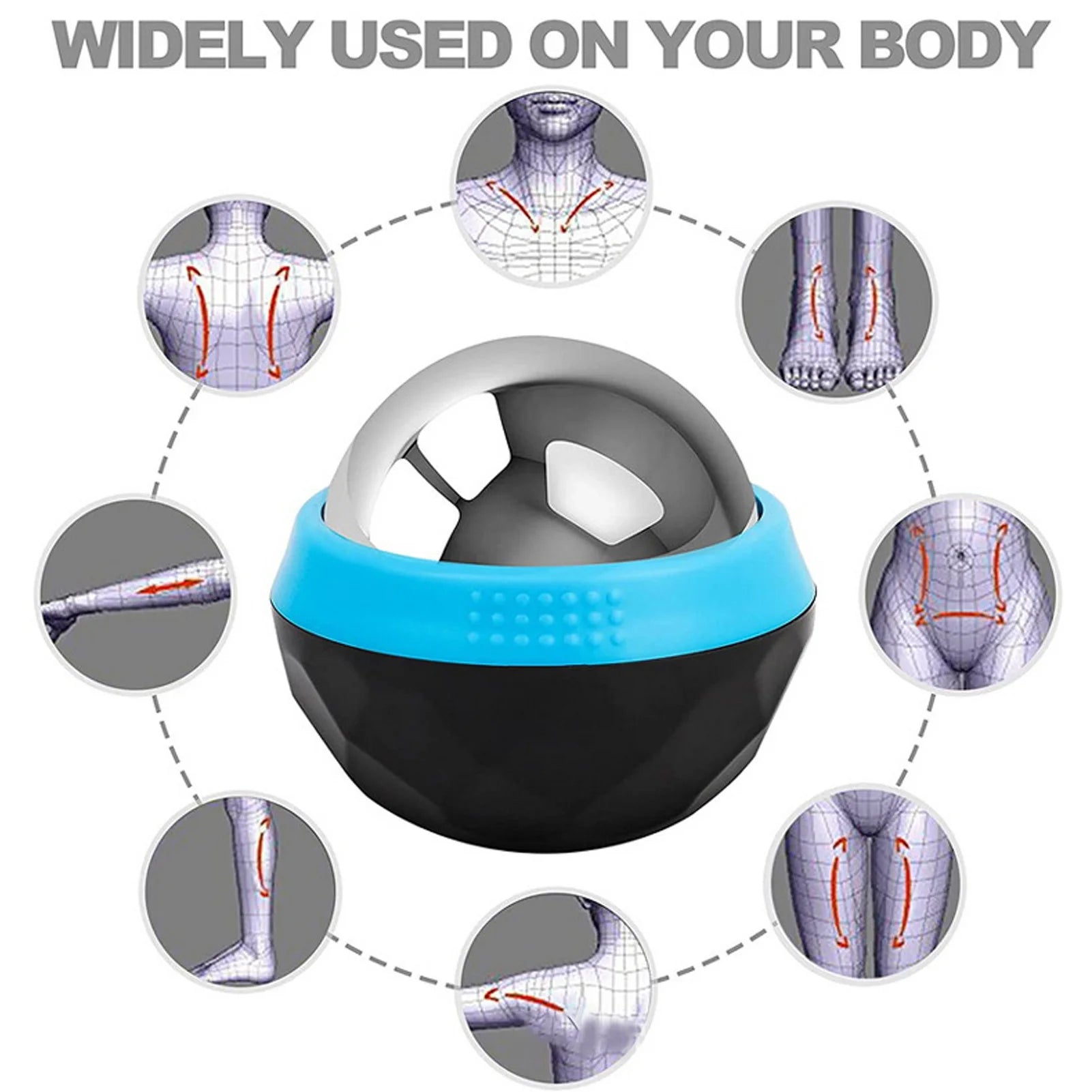 Cold Massage Roller Ball Handheld Heat Relief Stainless Steel Rolling Ice Ball for Shoulder Blue Black Ice Ball Massager - Problems Solved