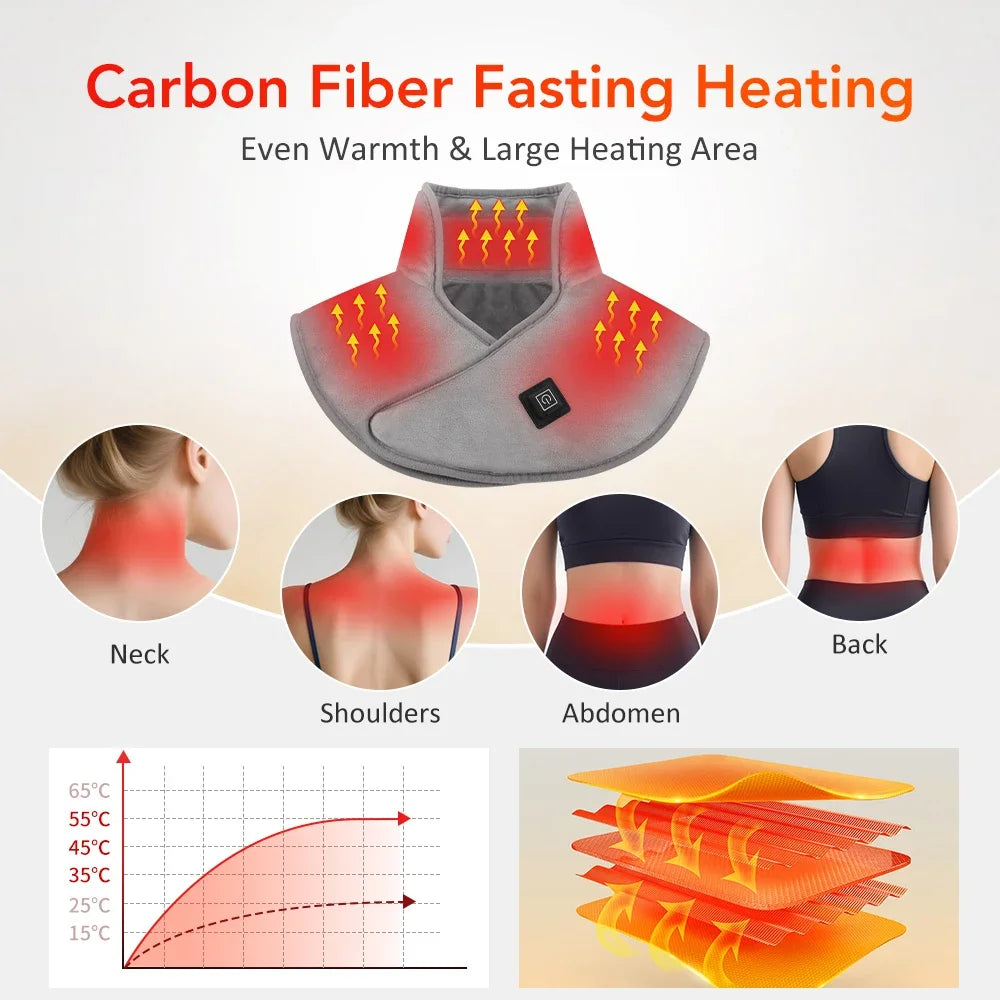 Electric Heating Shoulder Neck Pad USB Heated Back Wrap 3 Heat Level Soft Hot Compress Back Shawl Neck Shoulder Fast Heated Pad - Problems Solved