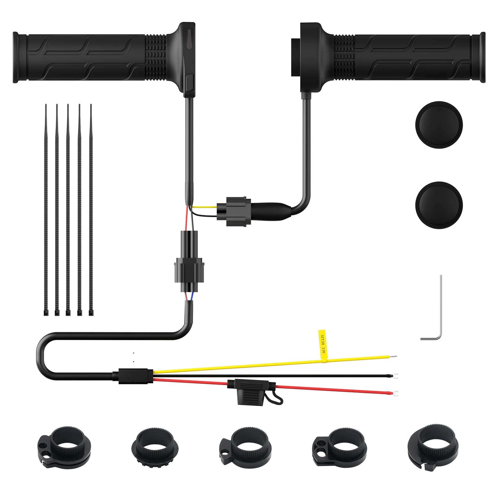 1 Pair 12V 22mm Motorcycle Hand Heated Grips 5-Gear Temperature Adjustable Electric Heating Handle Universal Motorcycle Hot Grip - Problems Solved