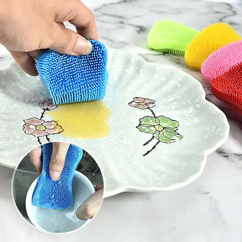 4PCS Kitchen Silicone Sponge Dish Washing Scrubber - Problems Solved